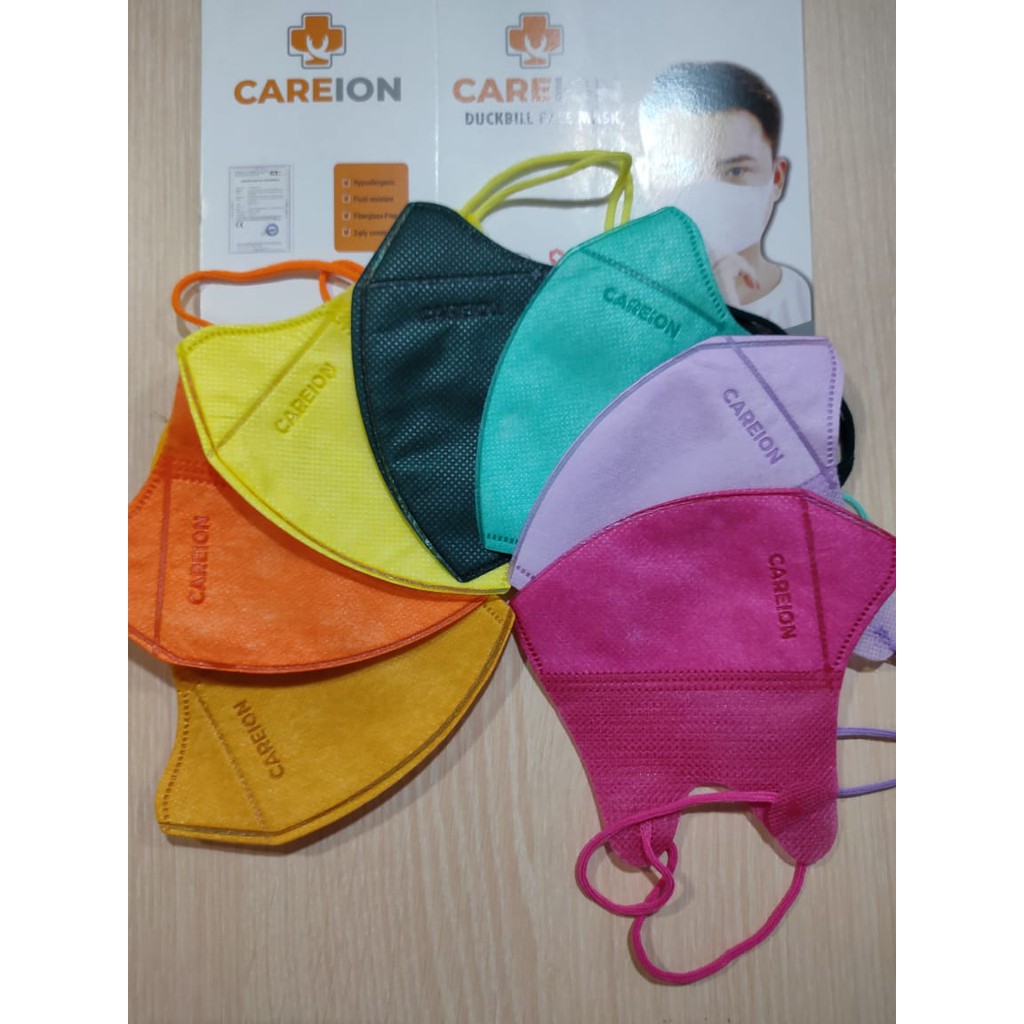 Masker Duckbill Careion 3ply Warna Warni  1 BOX isi 50pcs