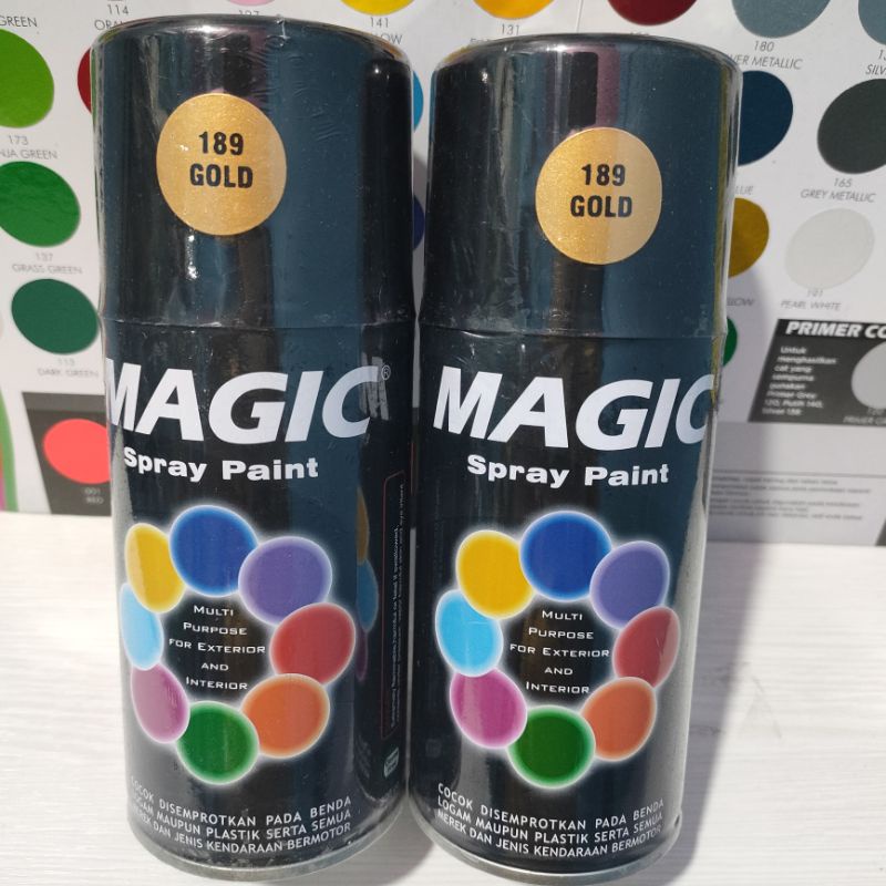 Magic Spray Paint Pilox Pilok Magic Gold Metalic Emas Metalik 189 300cc Cat Semprot Serbaguna Magic Ukuran Besar 300 cc