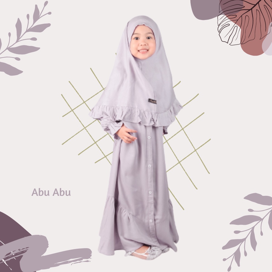 Set Gamis Anak Usia 1 Sampai 2 Tahun Model Kancing Terbaru Silver Jasmin