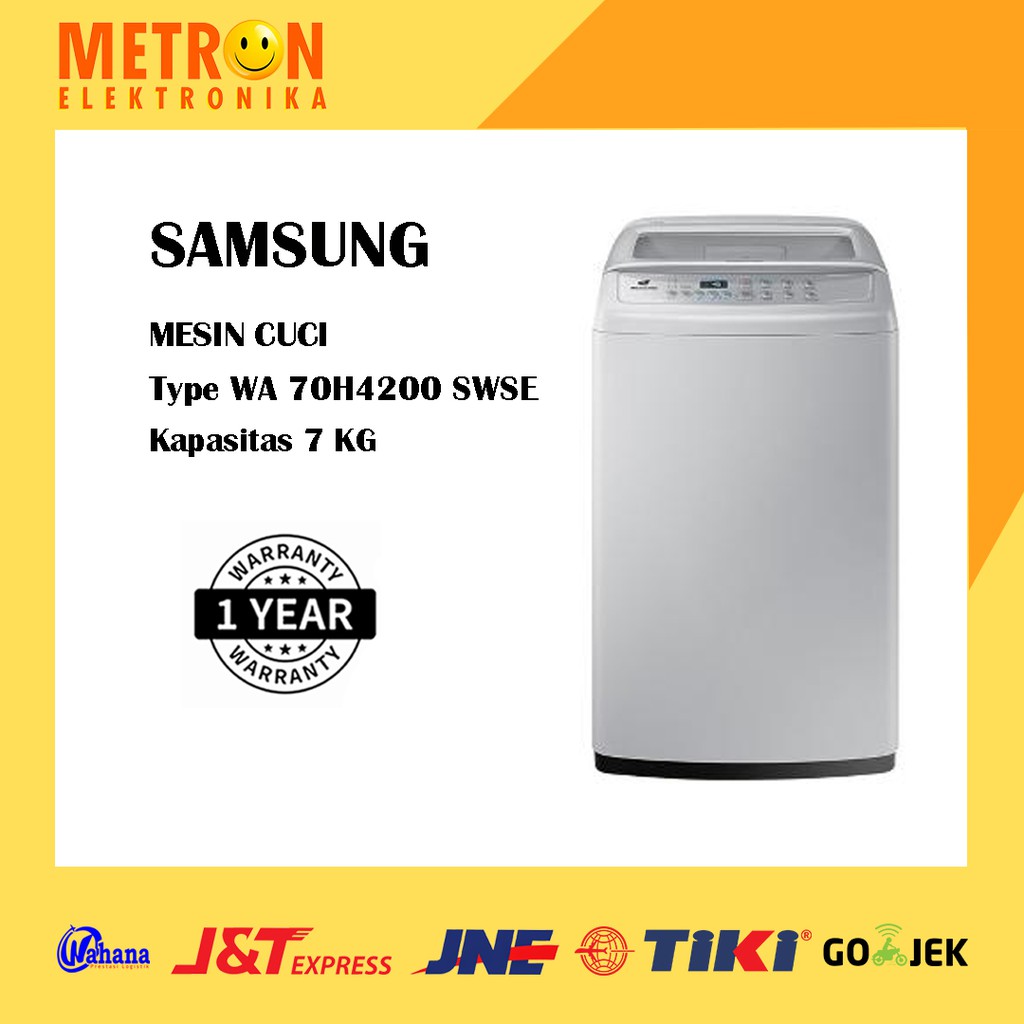 SAMSUNG WA 70 H 4200 SW/SE - WHITE - MESIN CUCI FULL AUTO 7 KG WITH DIAMOND DRUM / WA700H4200SWSE