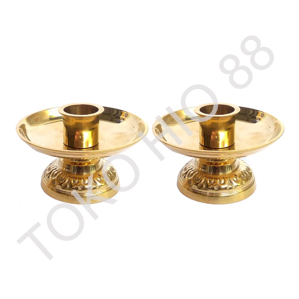 Tempat Lilin Tancapan Kaki Candle Holder Kuningan TL98 Harga Sepasang Bagus