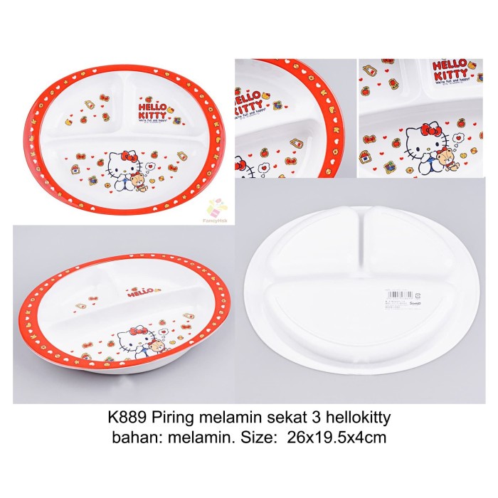 L.Maryanne Ori Korea Piring Melamin Sekat 3 Hellokitty - K889
