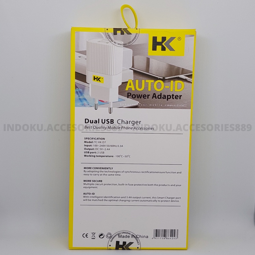 Charger HK-D7 2USB 2.4a Fast Autp-ID