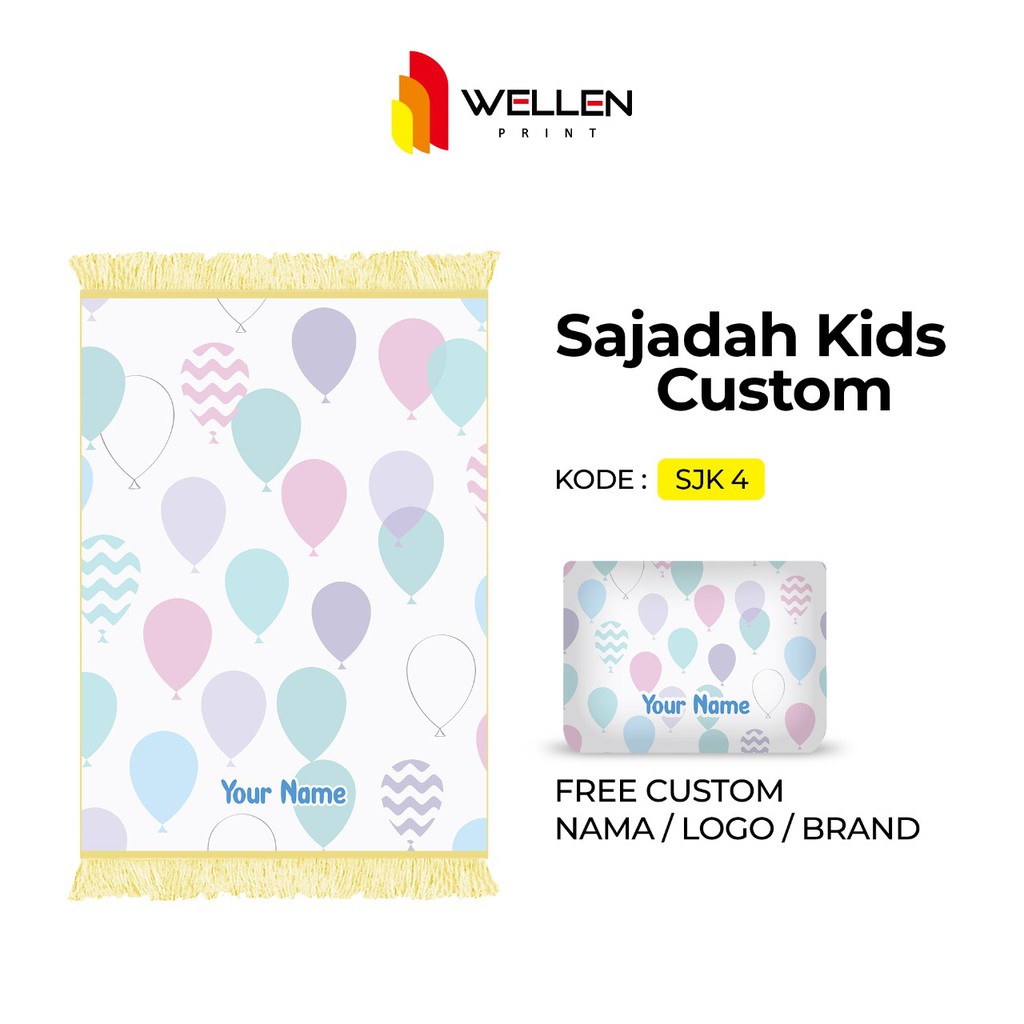 WELLEN PRINT - Sajadah custom print nama / cetak sajadah dan pouch ukuran kecil untuk anak-SJK 4