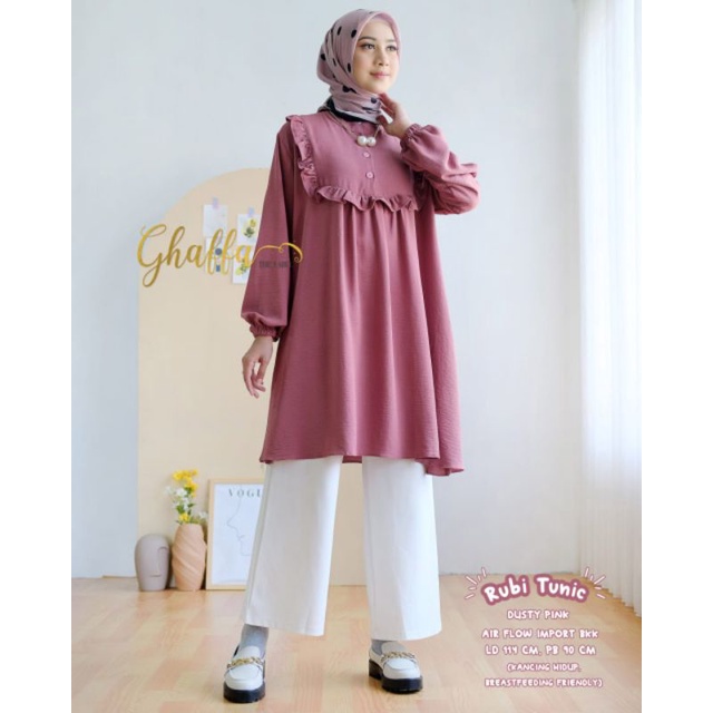 RUBI TUNIK BY GHAFFA THE LABEL (TUNIK MUSLIMAH) Tunik airflow import rekomended