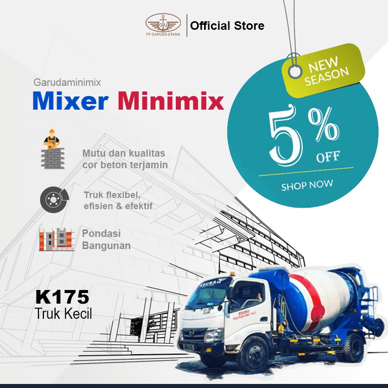 Jual Beton Readymix / K175 / Minimix Jabodetabek