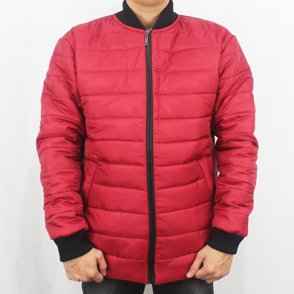 JAKET BOMBER PUFFER TEBAL PRIA - JAKET WINTER - JAKET PARASUT TEBAL - JAKET GUNUNG TEBAL PRIA MERAH