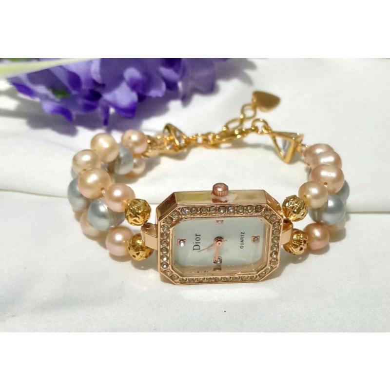 jam tangan wanita rhodium mutiara tawar asli lombok terlaris terbaru best seller kekinian JT002