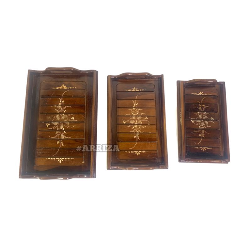 NAMPAN / BAKI /  WOODEN TRAY / NAMPAN KAYU MODEL GAMBANGAN KOTAK DARI KAYU JATI ASLI