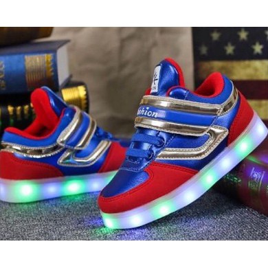 Sepatu Led Charging | Sepatu Metalic USB Charging Led Blue &amp; Red