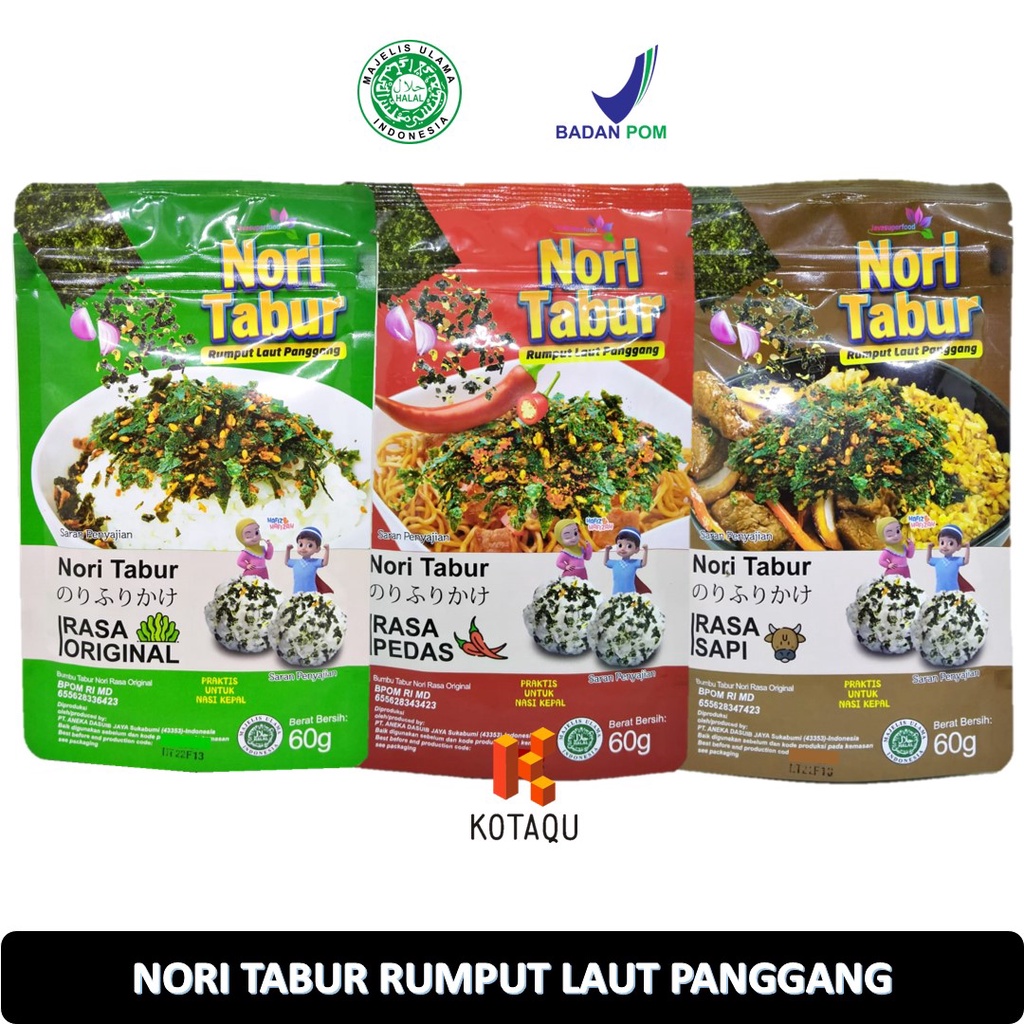 

Nori Tabur Rumput Laut Panggang | Original - Pedas - Sapi 60gr
