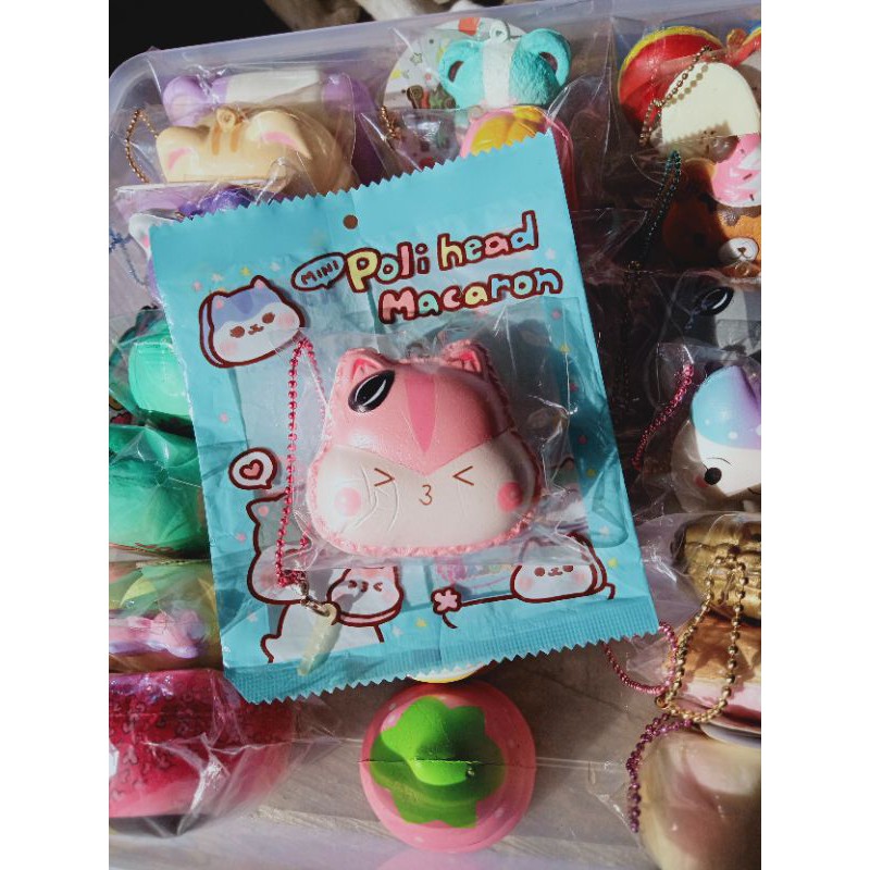 [ Flash Sale ] squishy mini poli head macaron (pink)