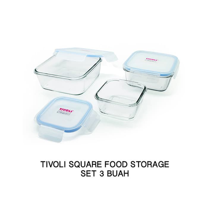 Tivoli Kotak Makan Kaca Tempered Set 3 buah