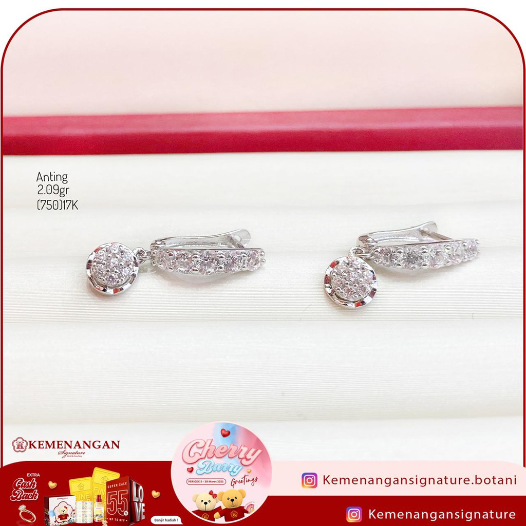 ANTING JEPIT EMAS PUTIH DANGLE ROUND ROXE BY AMERO