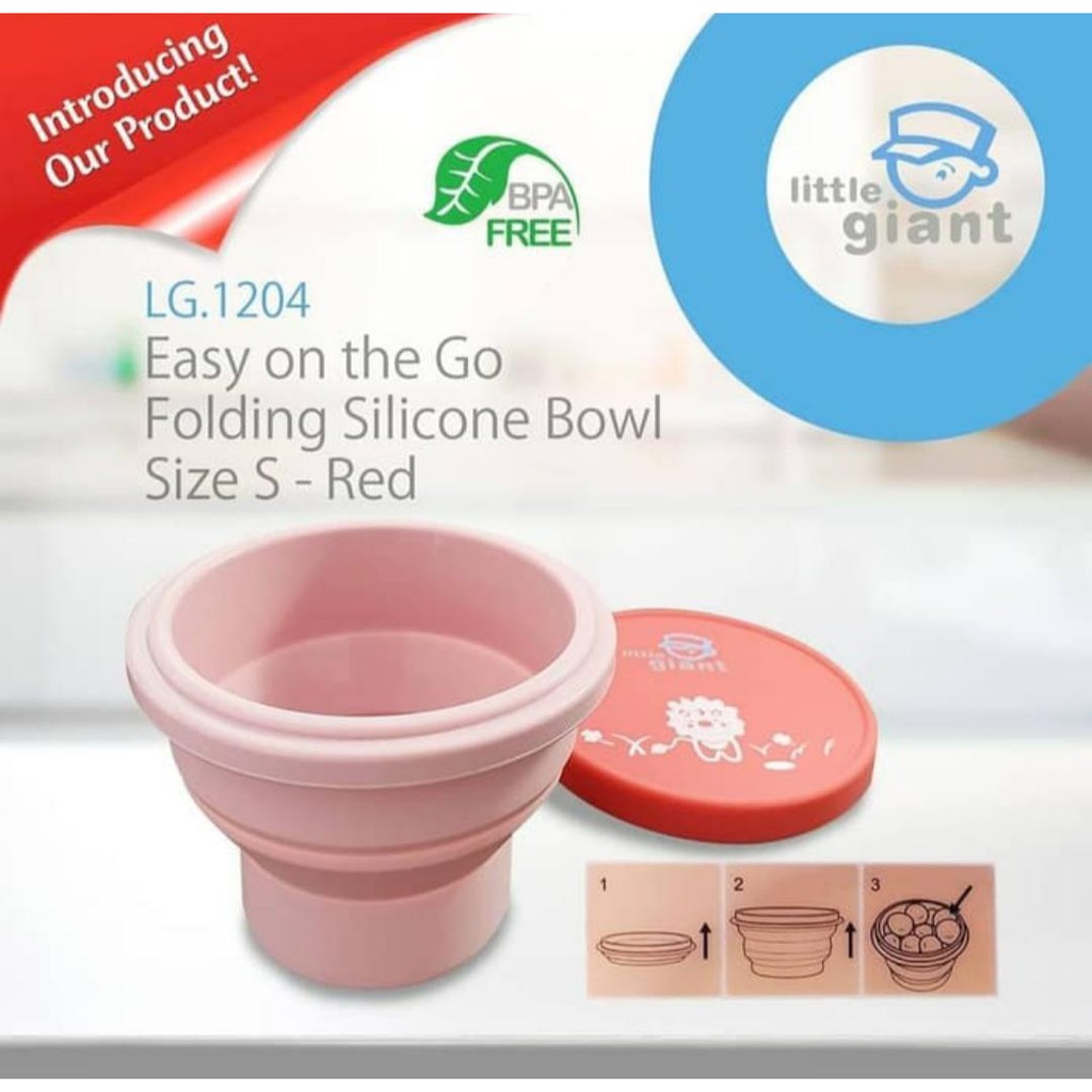 Little Giant LG 1204 Easy on The Go Folding Silicone Bowl Size S - Red Mangkok Makan Bayi