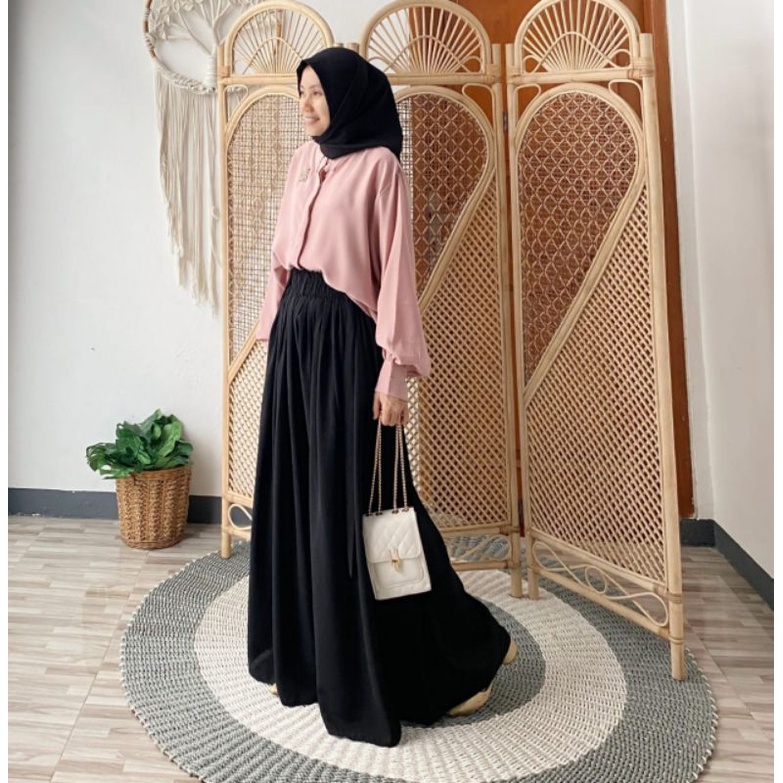 NAINA SKIRT Panjang 100 cm || Rok Rempel Bahan Wolfis || Rok Payung || Bigsize