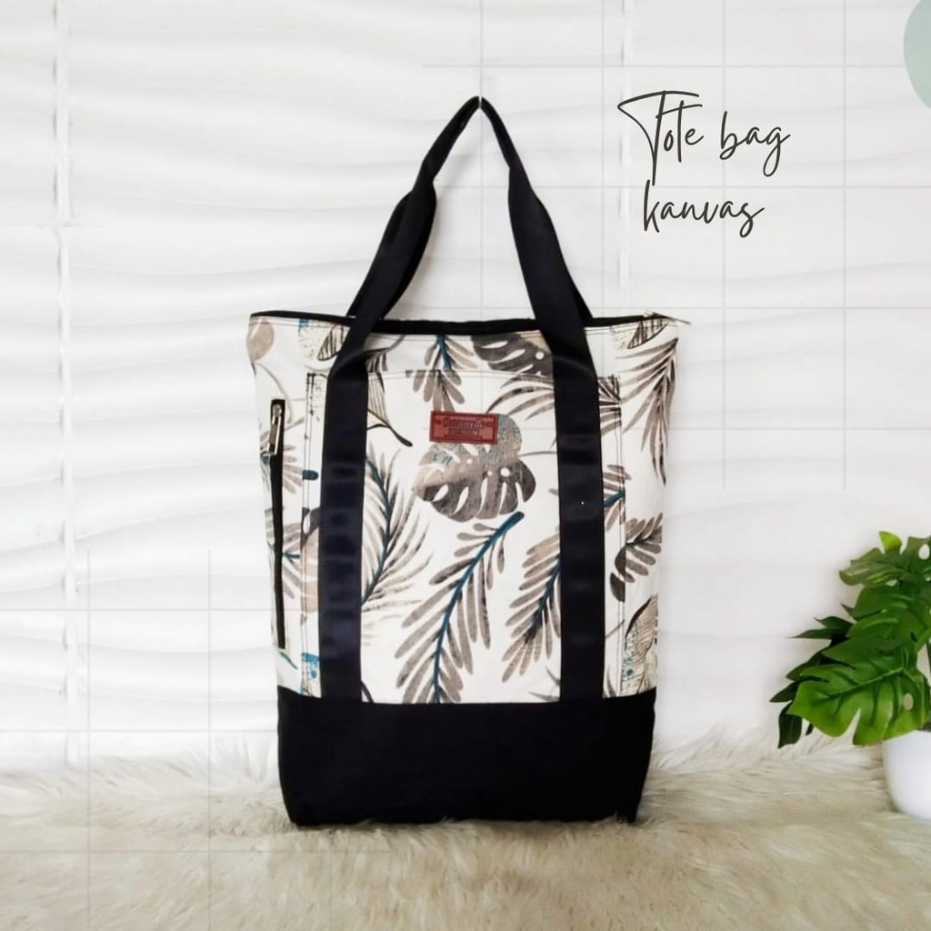 TOTTE BAG  RESLETING WANITA TOTEBAG CANVAS JEANS bisa POLOS DAN CUSTOM SABLON TB 015