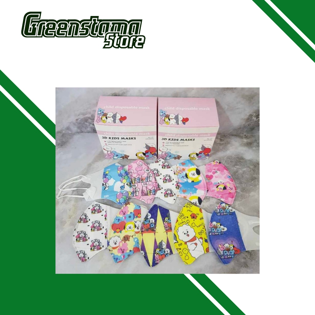 Masker Duckbill Anak BTS Mix isi 50pcs | Masker Anak Gambar