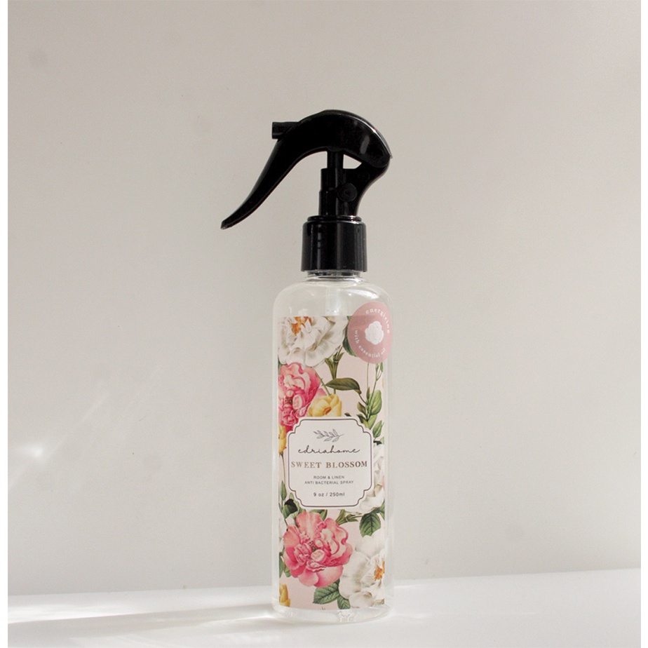 Edriahome Room and Linen Sweet Blossom 250 ML/ Spring in Provence Series/ Anti Bacterial/ Multipurpose Room and Pillow Spray / Fabric Spray / Bed Spray /  Pillow Spray /  Laundry Spray / Odor Eliminator / Pengharum Ruangan dan Kain