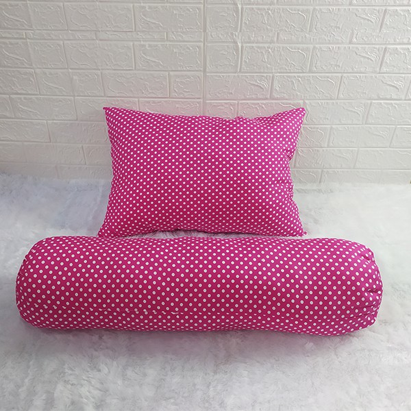 Bantal Guling Tidur Polkadot Bahan Katun Polyester Premium