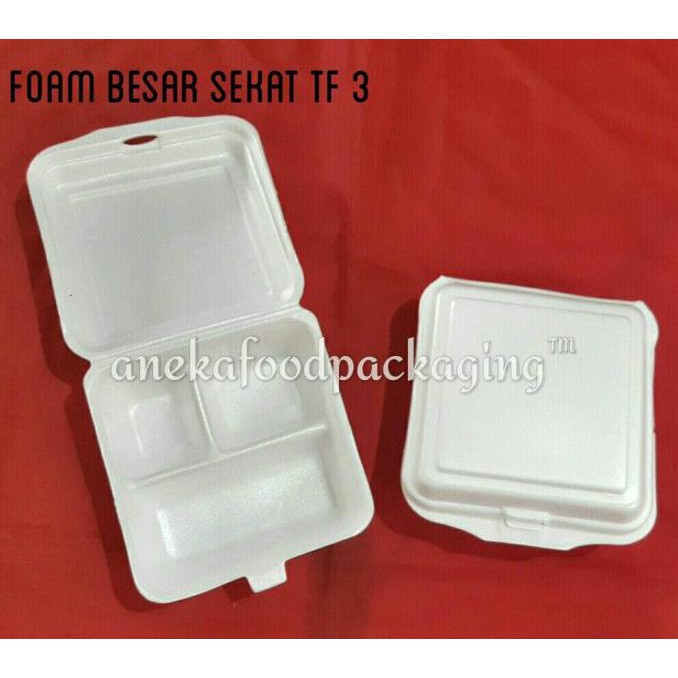 READY COD GOJEK ONLY-Styrofoam/sterofoam/gabus nasi/kotak makan TF-3 sekat TERBARU