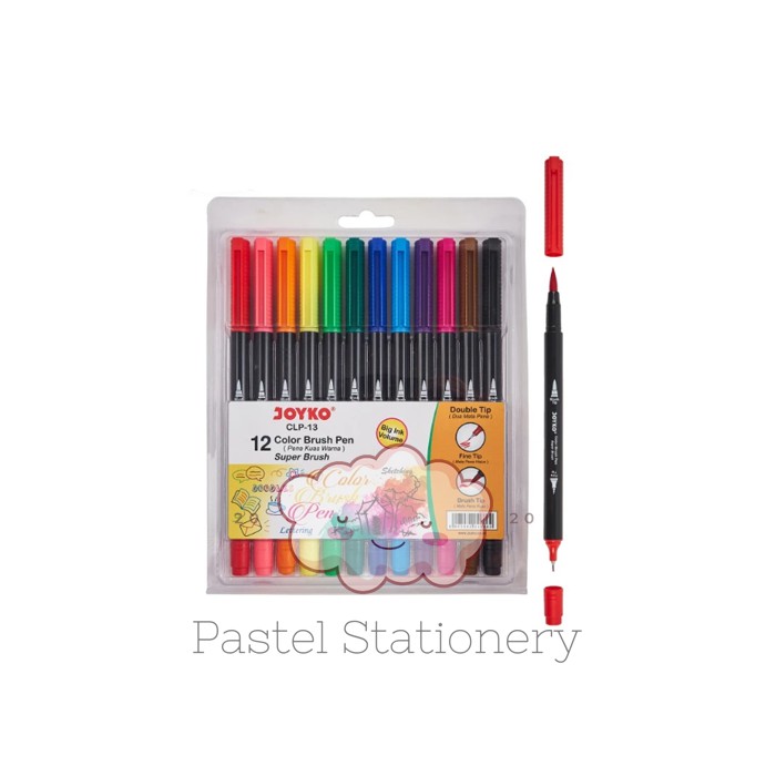 

Color Brush Pen Joyko 12 Colors CLP-13 Pena Spidol Kuas Warna Murah