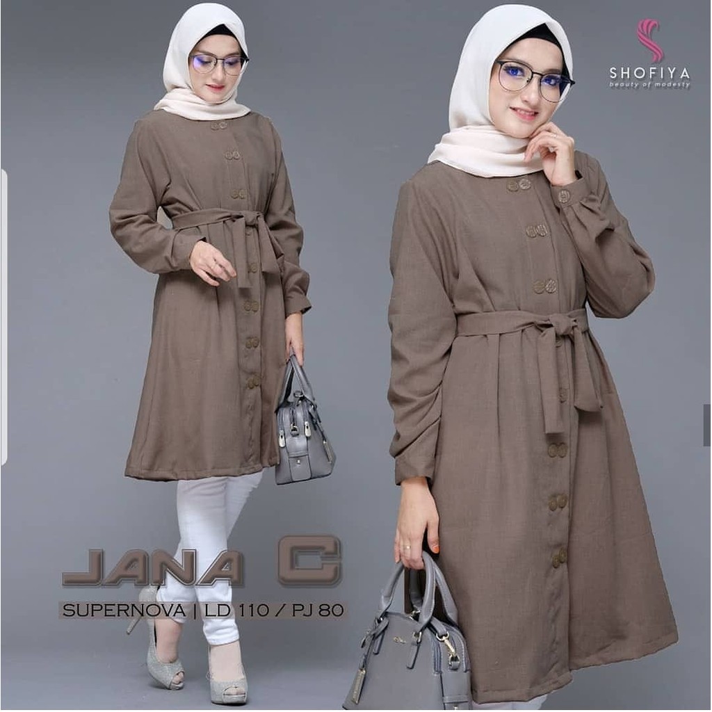 JANA TUNIK Bahan Supernova Model Atasan Wanita Baju Tunik Muslim Kekinian Model Modern Hijab 