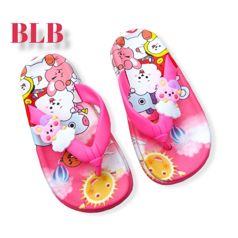 Sandal jepit jelly/karet anak perempuan INPORT BTS/BT12 TerBaru,Sandal karet anak kekinian nyaman gambar terbaru BT12