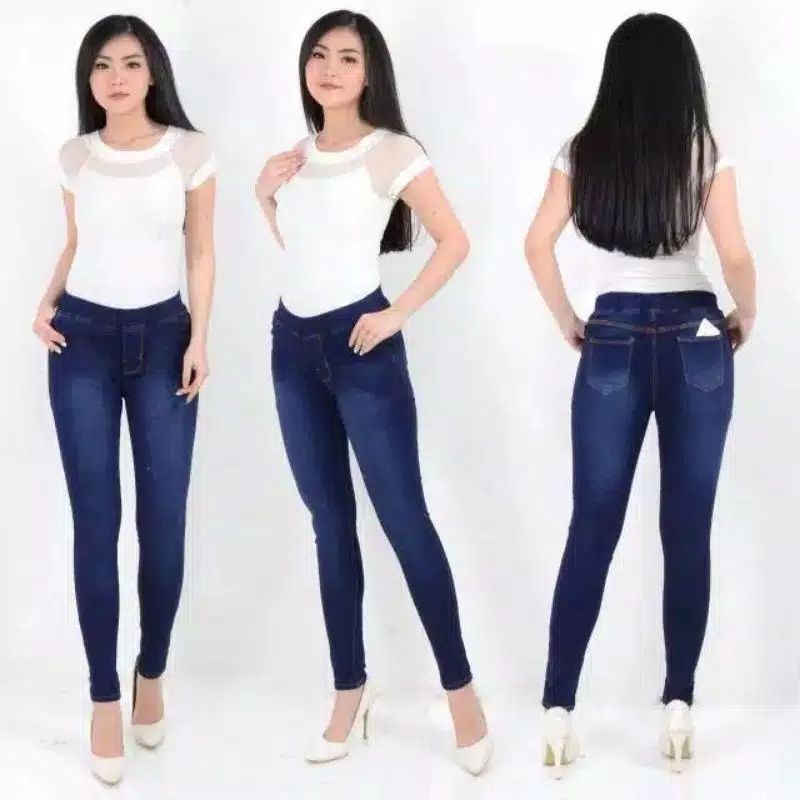[BAYAR COD]LEGGING JEANS WANITA WARNA BIRU DONGKER
