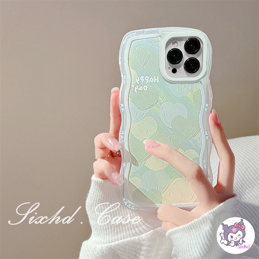 Redmi 12C 11A 10C 9T 9C Note 12 11s 11 10 9 8 Pro 10A 10 9A 9  A2 A1 Xiaomi 11Lite 12T 12Lite 11T 10T Poco M3 F3 X5 X4 X3 Pro Fashion Simple Green Love Heart Wave Edge Phone Case Soft Cover