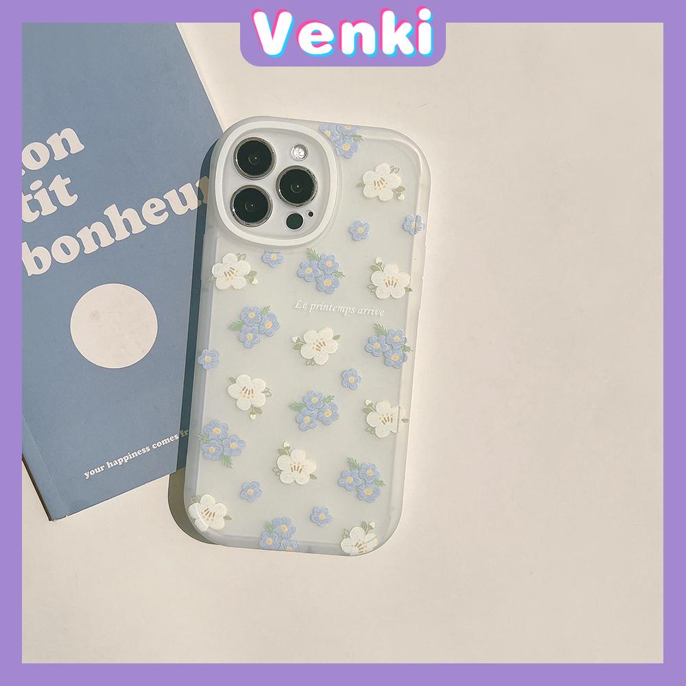 iPhone Case Silicone Soft Case Clear Case Thickened Airbag Shockproof Camera Full Coverage Protection Blue Flower For iPhone 13 Pro Max iPhone 12 Pro Max iPhone 11 iPhone7 Plus