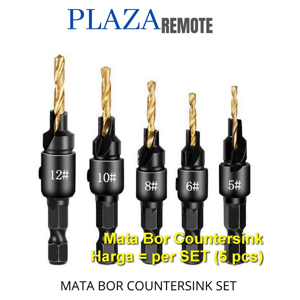 COUNTER SINK MATA BOR DRILL BIT HSS COUNTERSINK 1.98-3.56 MM SET 5 PC + 1 KUNCI L