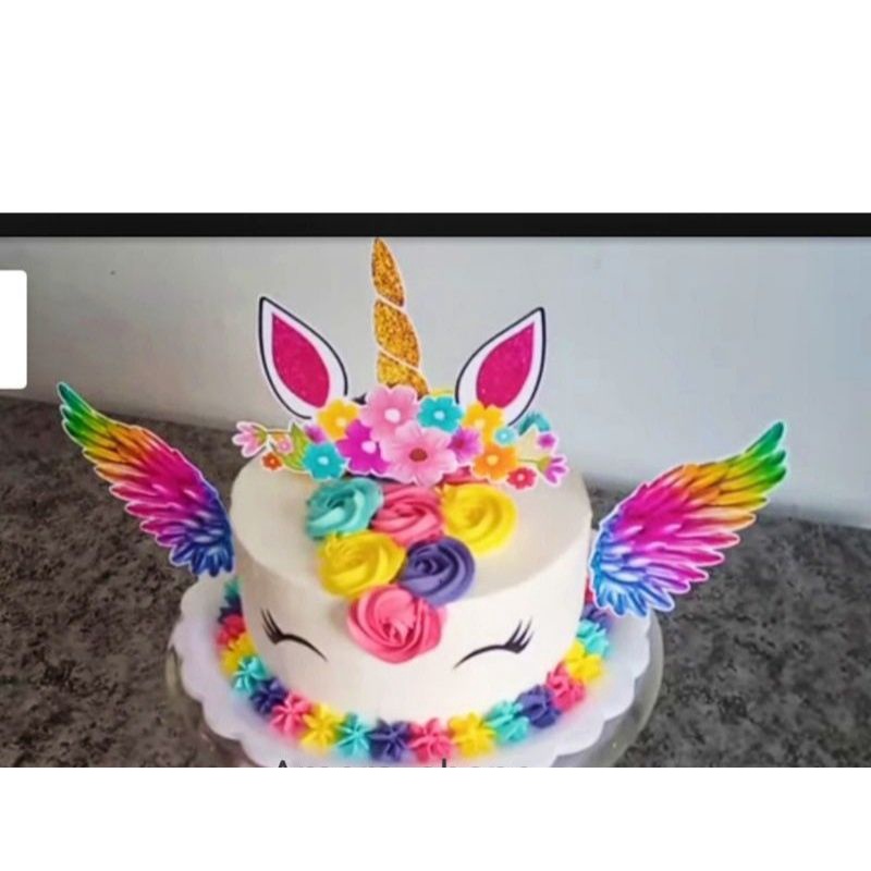 topper cake hiasan kue unicorn sayap