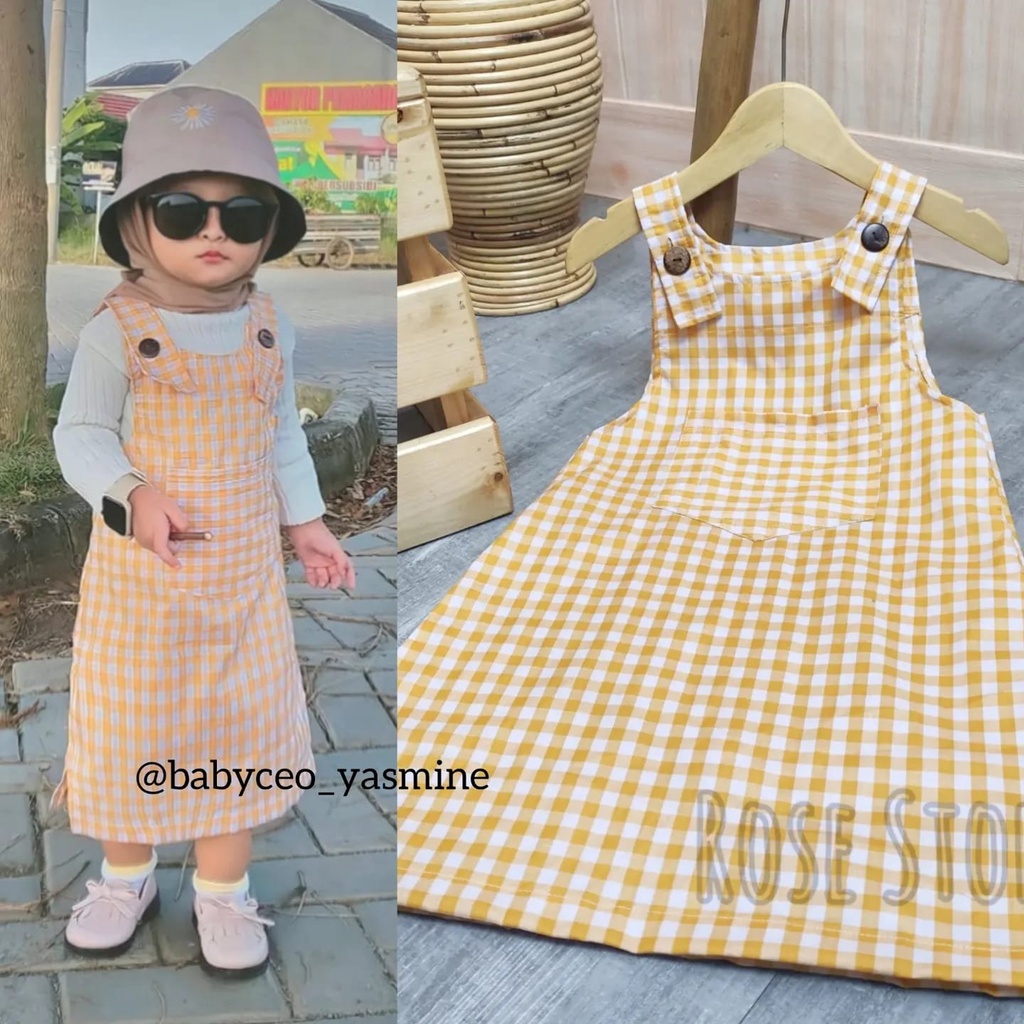 Baju anak perempuan / Overall Anak kotak kotak 0-8 tahun