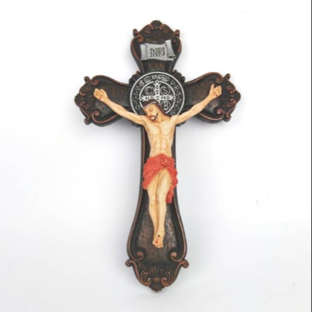 Jual Salib Dinding Gantung 28,5 cm Patung Corpus Yesus INRI Medali ...