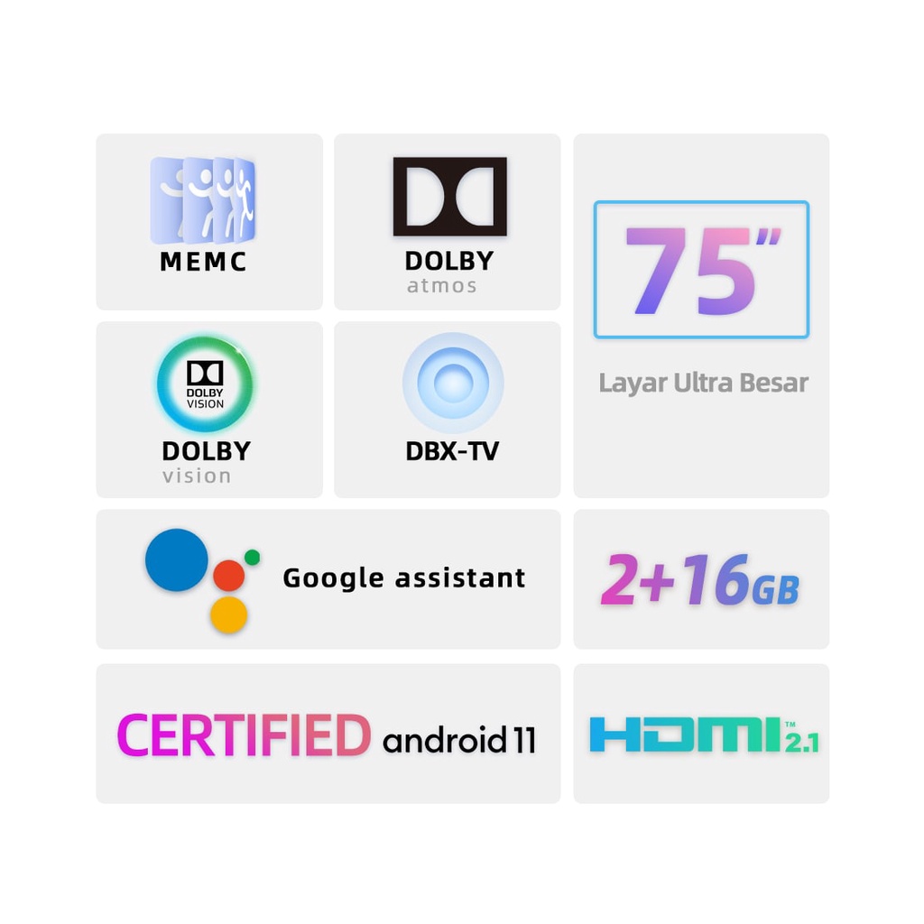 【Beli TV Gratis TV】Google TV Changhong 75 Inch 4K  UHD Smart Digital LED TV-Google Assistant-UHD-Wifi-Netflix (Model: U75F8T Pro)