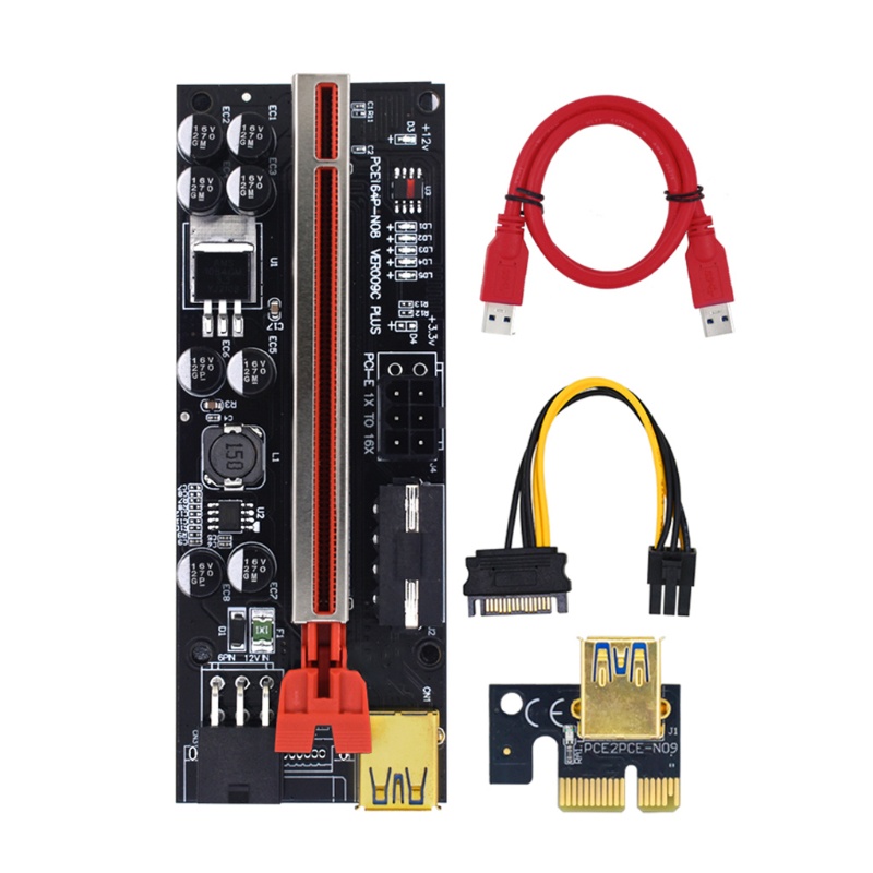 Btsg PCI-E Riser Card PCIE-16X Kartu Utama Kabel USB3.0 1pci-E 1X Card 6Pin 15Pin Untuk VER009C Plus Video Card