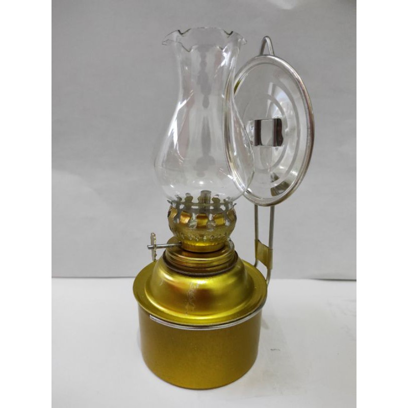 Lampu minyak pot kaleng WARNA GOLD - lampu jadul - lampu minyak tanah - lampu SEMPRONG KACA