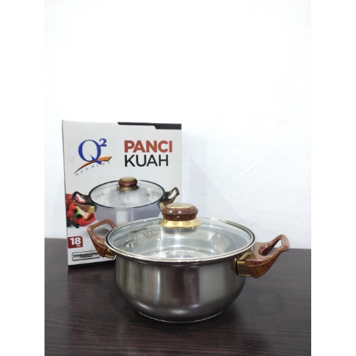 PANCI KUAH STAINLESS TUTUP KACA/PANCI KUAH 18 CM/PANCI REBUS AIDO