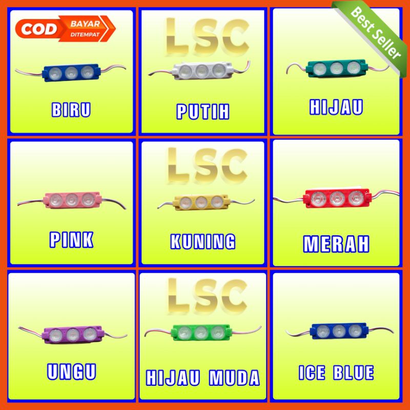 Lampu LED 3 mata 12-24 Volt, lampu kolong mobil