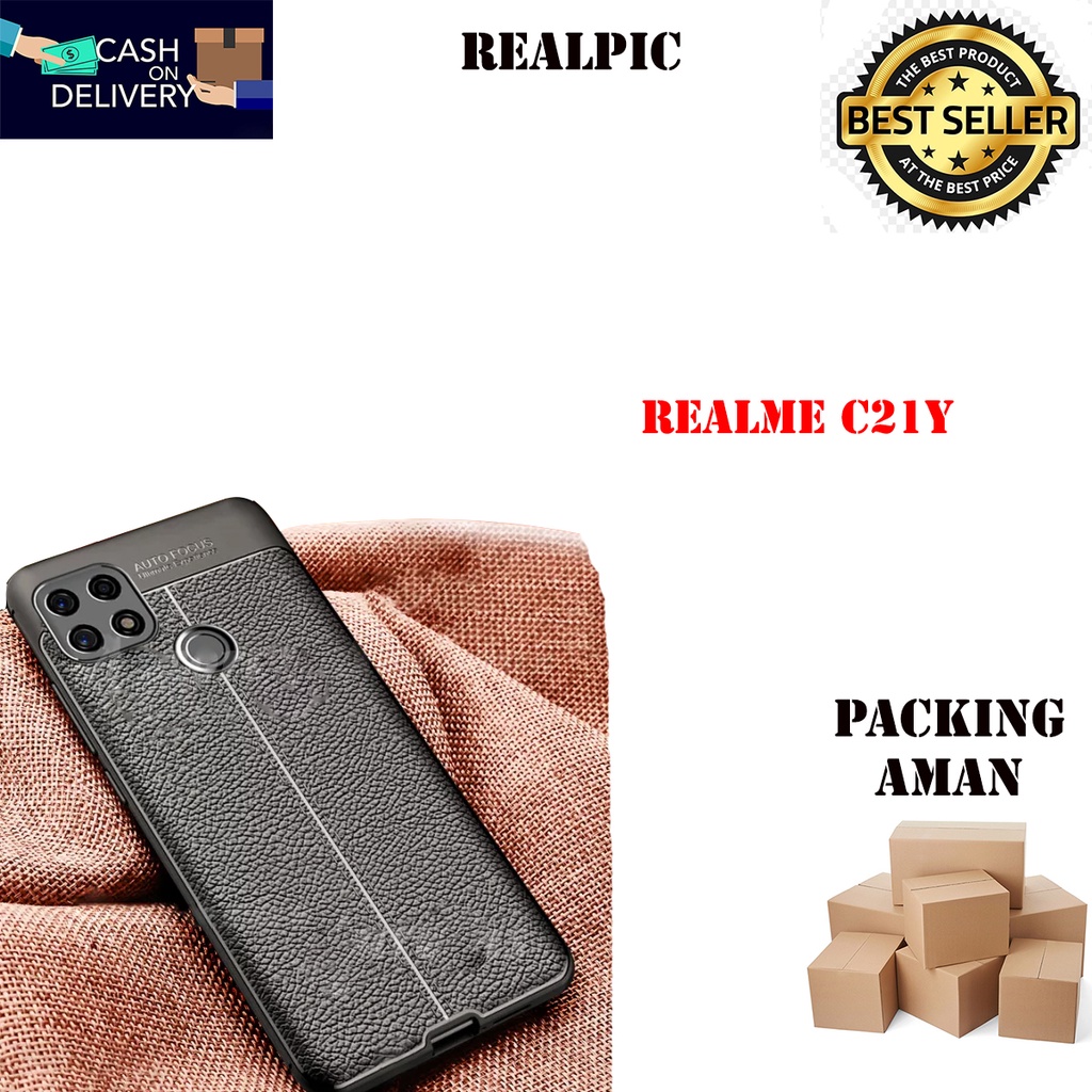 Case Auto Focus Realme C21Y Leather Experience SoftCase Slim Ultimate / Casing Kulit