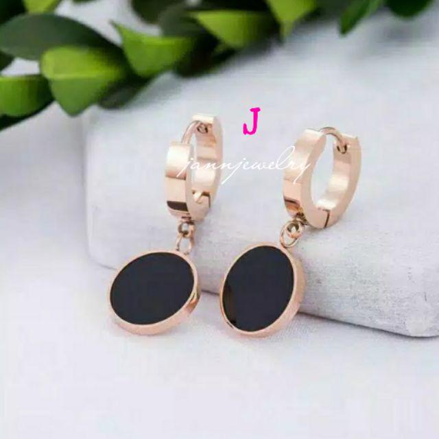 Anting Titanium Asli Jepit Permata Zircon Fashion Korea Stylish Anti Karat & Alergi MYG-238-J rosegold bulat htm