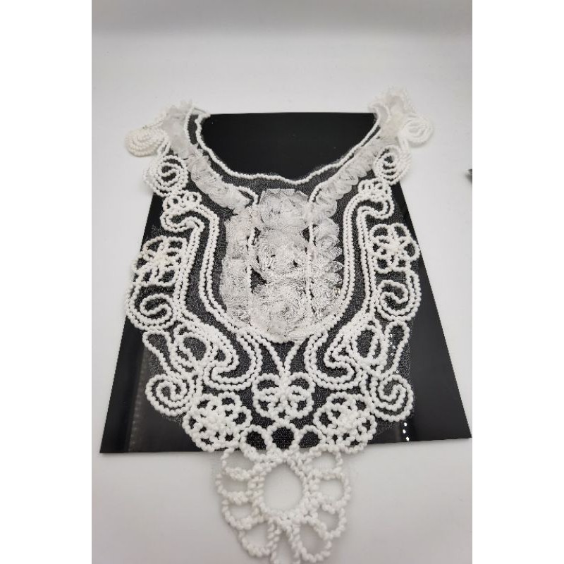 APLIKASI KERAH BAJU WARNA PUTIH BENANG KATUN KAPAS PER PCS