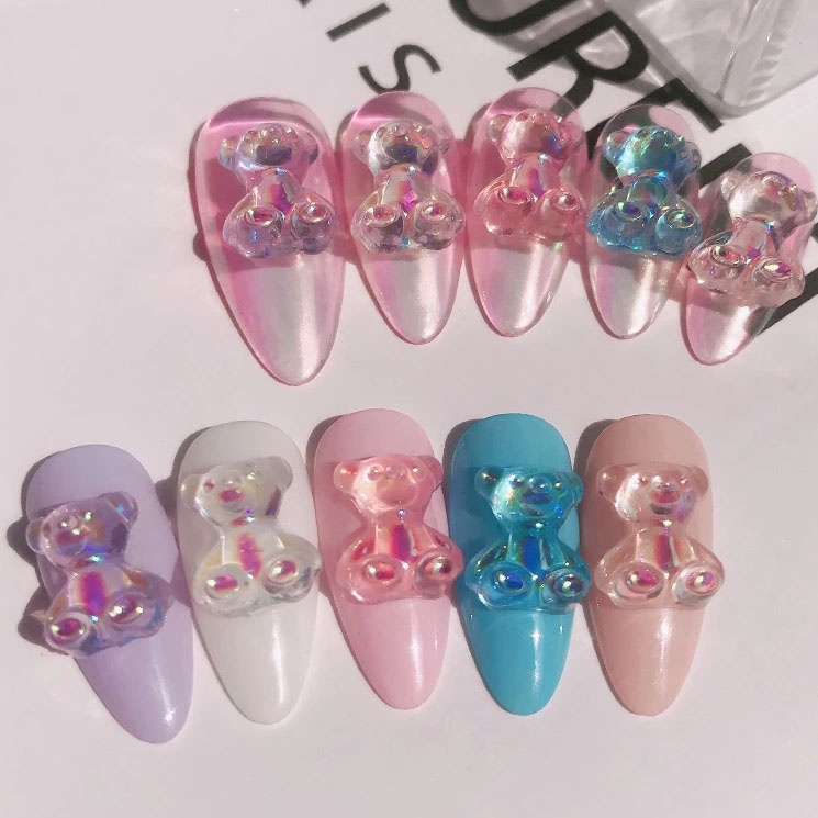 1 Pc Stiker Kuku 3D Warna Acak Untuk Dekorasi Nail Art