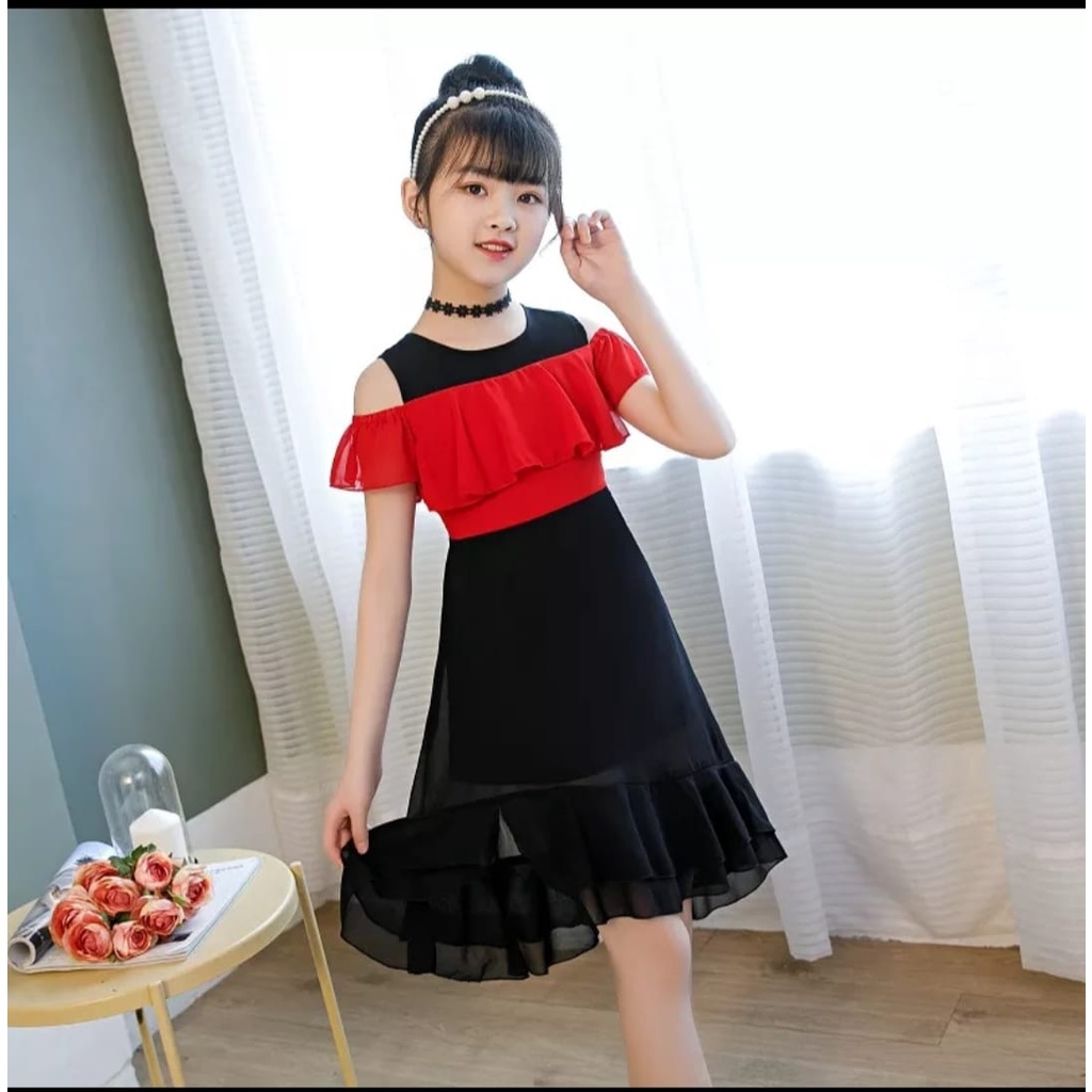 INV - DRESS ANAK KOREA ZILVIA  MG/ COMBI SIFON / UMUR 7-12 TAHUN/TERBARU/ KOREA/BANGKOK