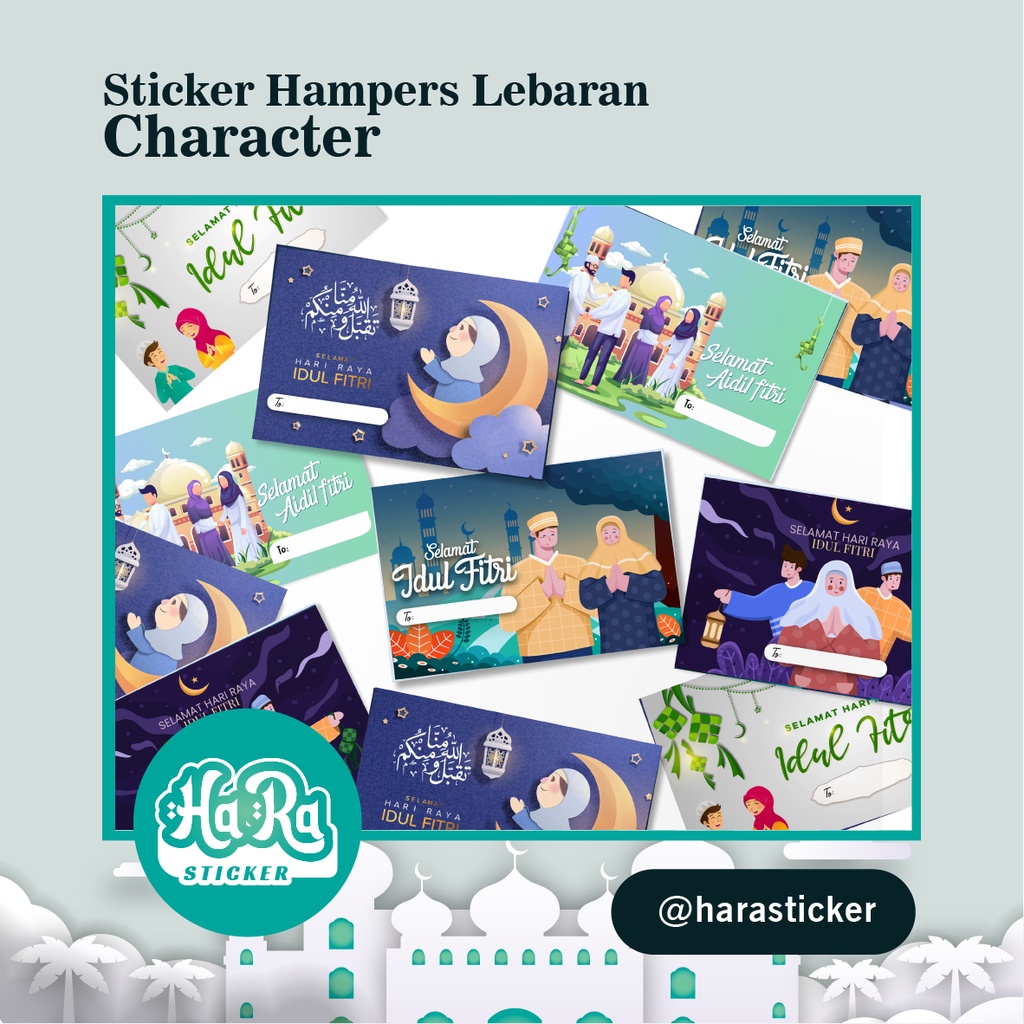 

STICKER HAMPERS LEBARAN CHARACTER PERSEGI (Stiker Toples Parcel Hampers)