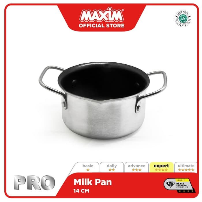 Maxim Pro Panci Milk Pan 14cm Anti Lengket Silver