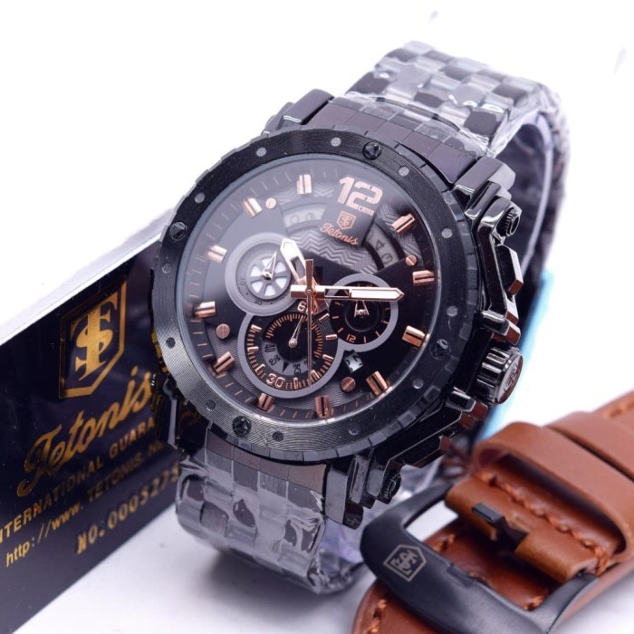 JAM TANGAN PRIA TETONIS RANTAI CHRONOGRAPH ACTIVE FREE KULIT