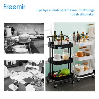 Freemir Rak Troli Tiga Susun Serbaguna Kamar Tidur Dapur Kamar Mandi