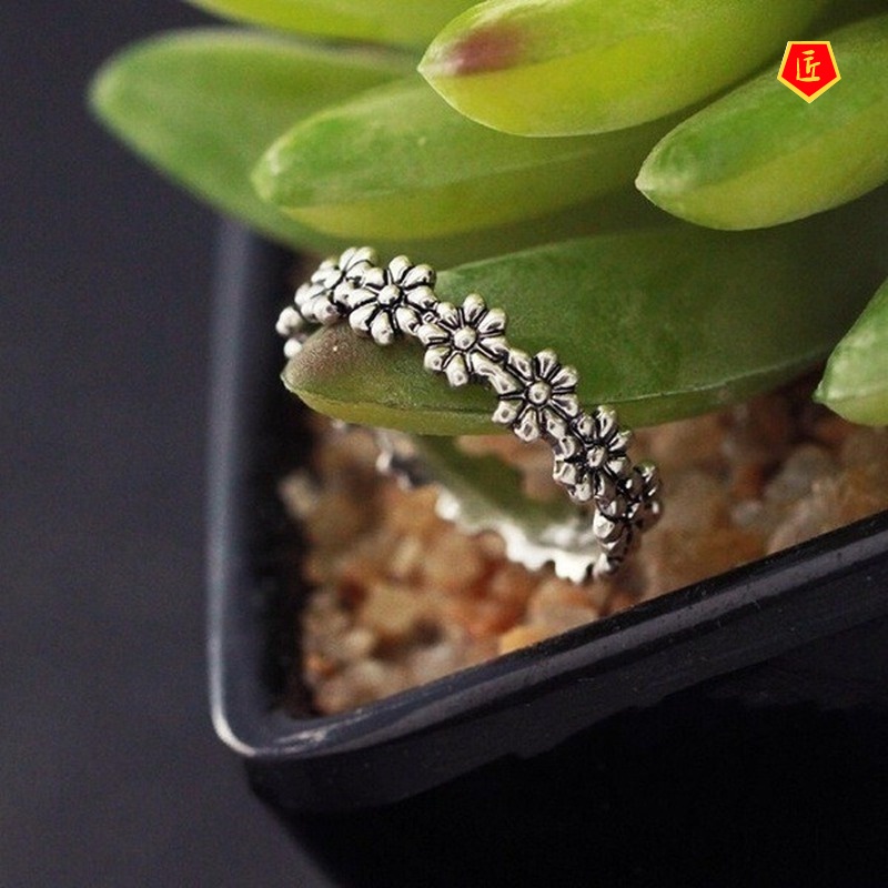 [Ready Stock]Retro Little Daisy Ring S925 Silver Simple Sweet